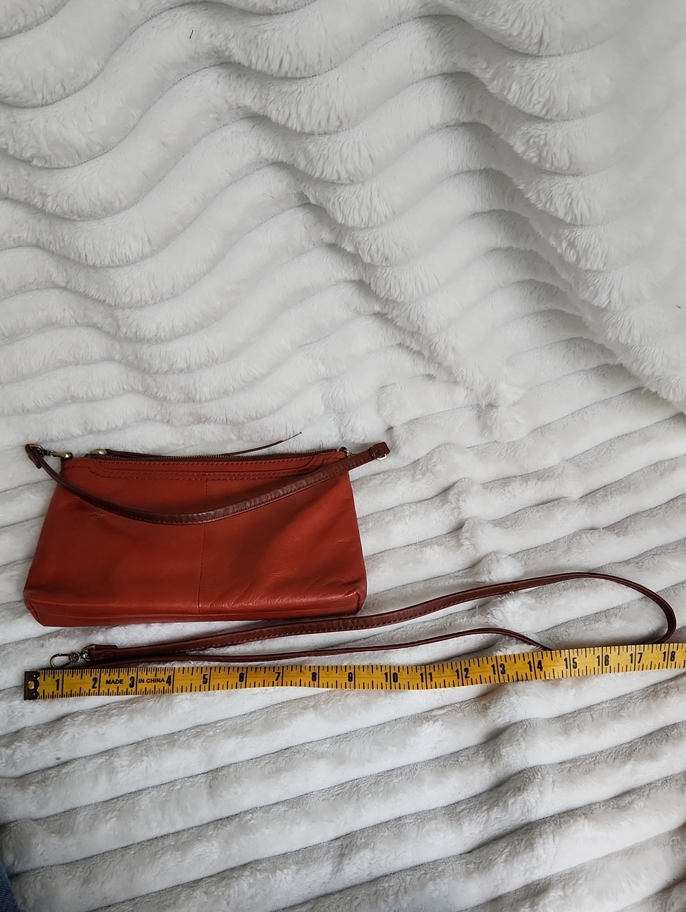 Rust Orange Leather Wristlet/ Clutch/Shoulder Bag - Picture 7 of 15